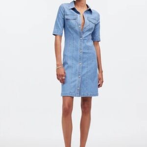 Madewell Denim Shirtdress Snap Button Hemp Cotton Dress Rodeo Casual Cowgirl NWT